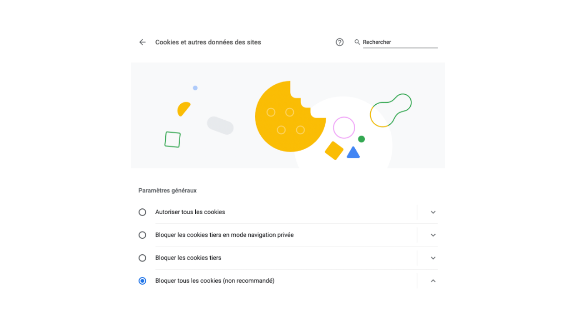 Comment supprimer les cookies par défaut dans Google Chrome