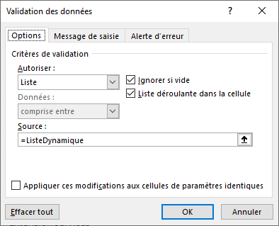 Integraal-MD vous apprend Excel : Validation de données | comment décaler la liste pour que la première ligne apparaisse toujours