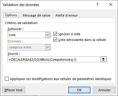 Integraal-MD vous apprend Excel : Validation de données | comment décaler la liste pour que la première ligne apparaisse toujours